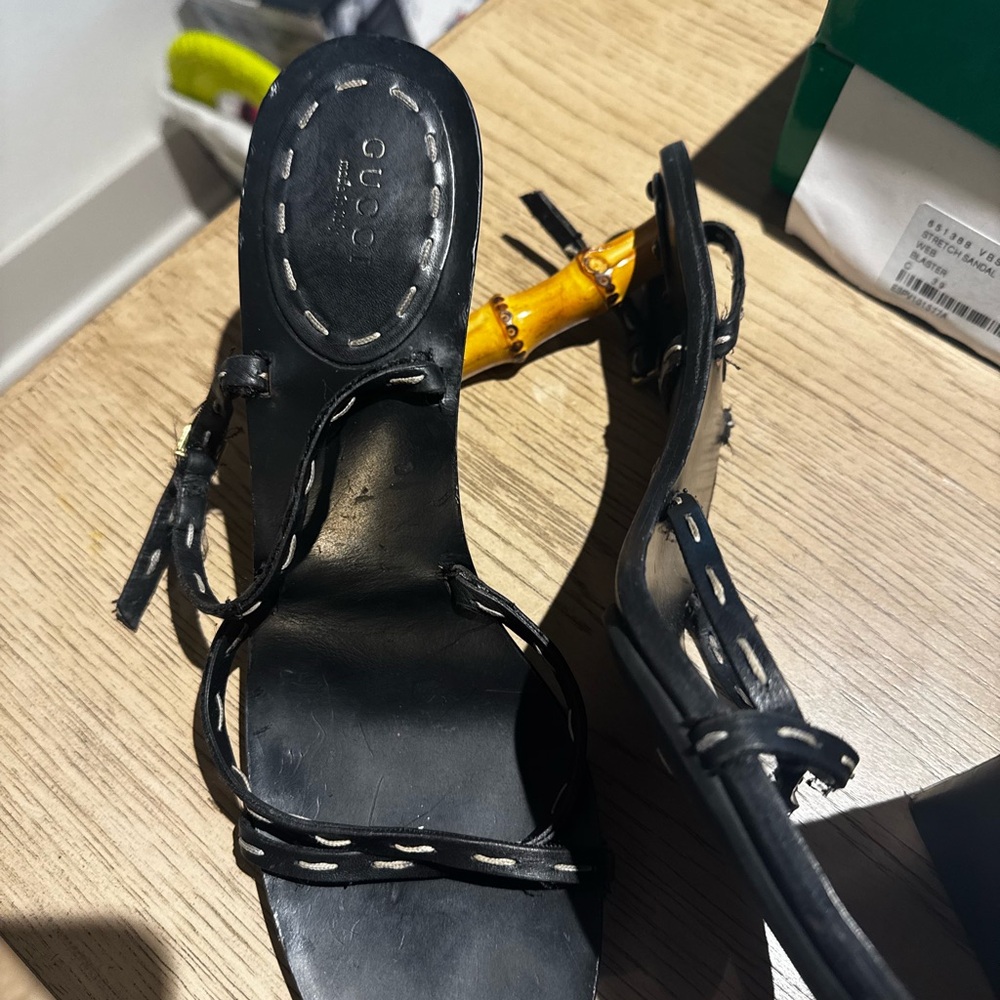 Black Gucci x Tom Ford Vintage Women's Sandals with Bamboo